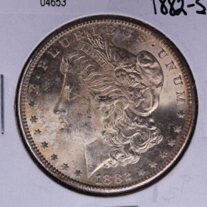 1882-S Morgan Silver Dollar, Un-Circulated condition, Toned. Coin Store #04653