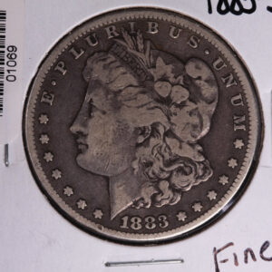 1883-S Morgan Silver Dollar, Fine Circulated condition. Coin Store #01069