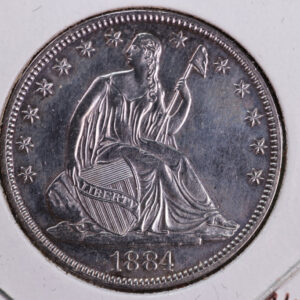 1884/84 Liberty Seated Half Dollar, Affordable Circulated Coin. Store Sale #23080975