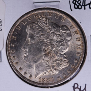 1884-O Morgan Silver Dollar, Brilliant Un-Circulated condition. Coin Store #01067