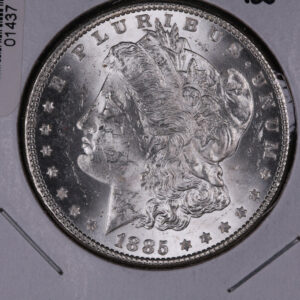 1885 Morgan Silver Dollar, Gem Brilliant UN-Circulated, Store #01437
