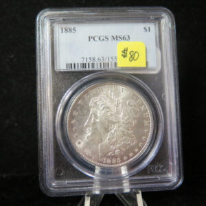 1885 Morgan Silver Dollar, PCGS Graded MS 63 UNC. Store #03150