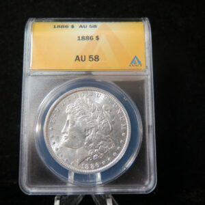 1886 Morgan Silver Dollar, ANACS Graded AU 58. Store #03157
