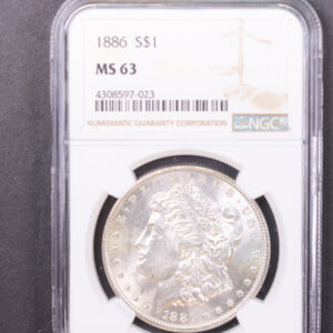 1886 Morgan Silver Dollar, PCGS Graded MS63. Store #08867