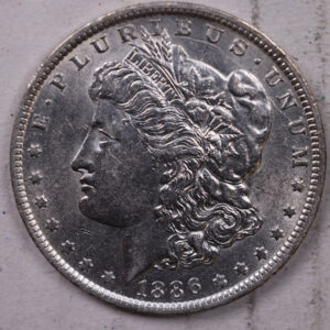 1886-O Morgan Silver Dollar, AU +., 'SLIDER'., Store Sale #501