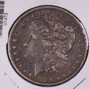 1886-O Morgan Silver Dollar. Circulated Condition. Store # 01474, 80, 82, 76