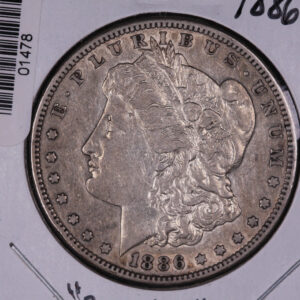 1886-S Morgan Silver Dollar. Extra Fine Coin, Reverse Obstruct Through. Store #01478