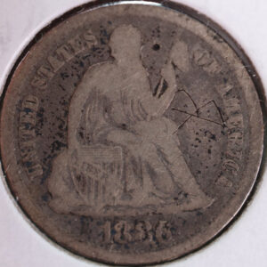 1886 Seated Liberty Silver Dime, Fine Circulated Coin, Store #d886.03
