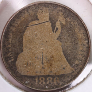 1886 Seated Liberty Silver Dime, Good Circulated Coin, Store #d886.02