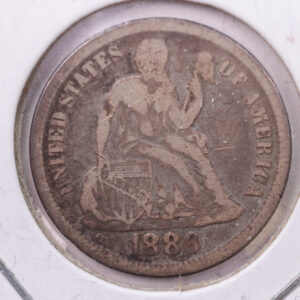 1886 Seated Liberty Silver Dime., V.F., Store Sale #19150