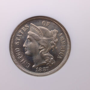 1887/6 3 Cent CN, OVERDATE. NGC PF-65., SALE #88212