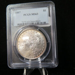 1887 Morgan Silver Dollar, PCGS Graded MS 63. Store #03160