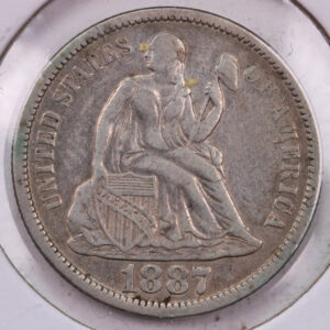 1887-S 10 Cent., Seated Liberty Silver Dime., Extra Fine Circulated Coin., Store #1729