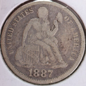 1887 Seated Liberty Silver Dime, Very Fine Circulated Coin, Store #d887.04