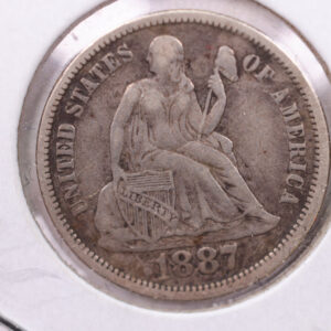 1887 Seated Liberty Silver Dime., V.F., Store Sale #19154