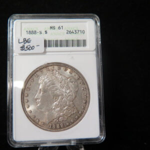 1888-S Morgan Silver Dollar, ANACS Graded MS 61. Store #03172