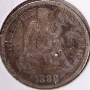 1888 Seated Liberty Silver Dime, Very Fine Circulated Coin, Store #d888.02