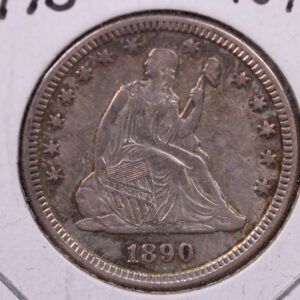 1890 Seated Liberty Quarter, Mint State., Uncirculated Coin., Store#1113
