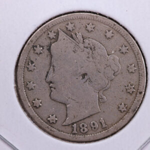 1891 Liberty Nickel, Circulated Collectible Coin. Store #11799