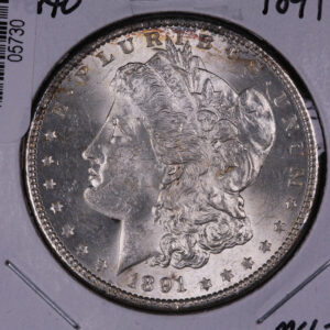 1891 Morgan Silver Dollar, UN-Circulated Coins, Slight Toning. Store #05730.