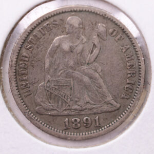 1891-O Seated Liberty Silver Dime., X.F.+., Store Sale #19171