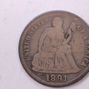 1891-S Seated Liberty Silver Dime., V.F., Store Sale #19173
