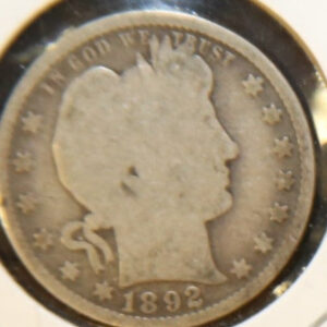 1892 Barber Silver Quarter, Affordable Circulated Coin. Store #231215070