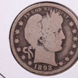 1892 Barber Silver Quarter., Very Good Circulated Coin., Store#1005