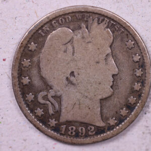 1892 Barber Silver Quarter., Very Good Circulated Coin., Store#1140