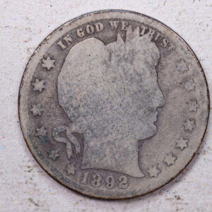 1892-O Barber Silver Quarter., Good., Circulated Coin., Store #1336