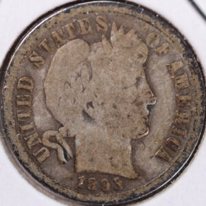 1893-O Barber Silver Dime, Very Good Circulated Coin, Store #d893N01