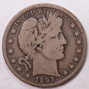 1893-S Barber Half Dollar, Very Good+ Circulated Coin, Store #H893S02