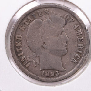 1893-S Barber Silver Dime., V.G., Store Sale #19215