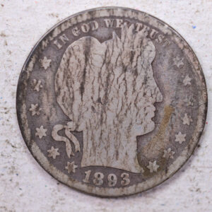 1893-S Barber Silver Quarter., About Good., Circulated Coin., Store #1343
