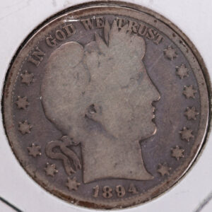 1894 Barber Half Dollar, Good Circulated Coin, Store #H894.01