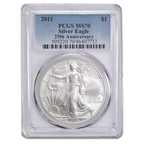 2011 $1 American Silver Eagle MS70 PCGS - 25th Anniversary