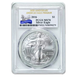 2016 $1 American Silver Eagle MS70 PCGS 30th Anniversary