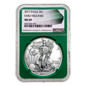 2017 $1 American Silver Eagle MS69 NGC - Early Releases, Green Holder