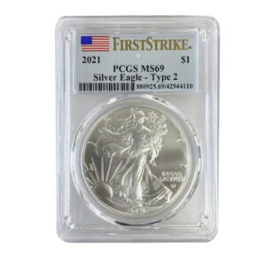 2021 $1 American Silver Eagle FIRST STRIKE MS-69 PCGS TYPE 2