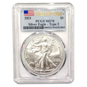 2021 $1 American Silver Eagle FIRST STRIKE MS-70 PCGS TYPE 2