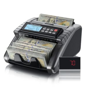 AL1000 Money Counter Machine With Value Counting，Support Dollar and Euro，UV, MG, MT, IR, DD Counterfeit Detection Cash Bill Counter，Cash Counter with LCD Display, Batch and...