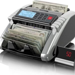 Aneken Money Counter Machine with Value Count, Dollar, Euro UV/MG/IR/DD/DBL/HLF/CHN Counterfeit Detection Bill Counter, Add and Batch Modes, Cash Counter with LCD Display