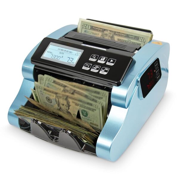 BC-1100 Money Counter Machine with Counterfeit Detection UV/MG. Bill Counter. 3 Displays. 1500 Bills/min. USD. Business Grade.