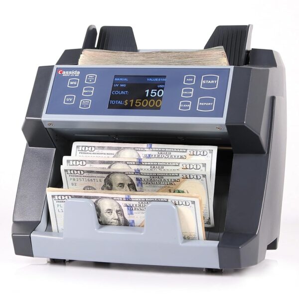 Cassida 6600 UV/MG – USA Business Grade Money Counter with UV/MG/IR Counterfeit Detection – Top Loading Bill Counting Machine w/ValuCount™, Add and Batch Modes – Fast Counting...