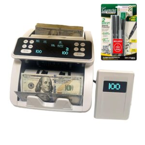 Dri Mark Money Counter Machine with UV/MG/IR Counterfeit Detection, Portable Bill Counter. Counts 1,000 Bills Per Minute, Single-Denomination with Add Mode. Includes Bonus 3pk...