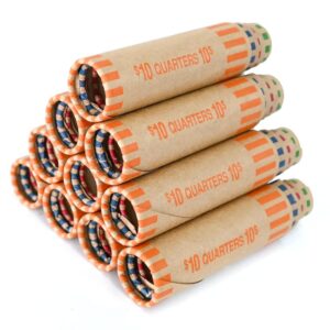 ESSENTIAL 4800 pcs Assorted Heavy Duty Preformed Coin Wrappers Rolls - Quarters, Pennies, Nickels and Dimes (Total 4800 pcs)