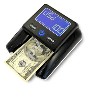 K630 Counterfeit Bill Detector for US Dollars. Checks for UV(Ultraviolet), MG(Magnetic), IR(Infrared), Paper Quality and Size.