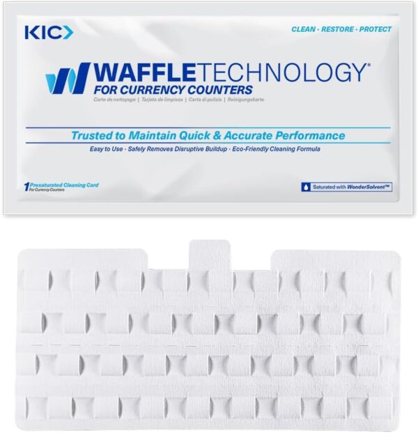 KICTeam - Waffletechnology® Cleaning Cards for Money Counter Machine (15 Cards)- Presaturated with WonderSolvent - 3" x 6.25"