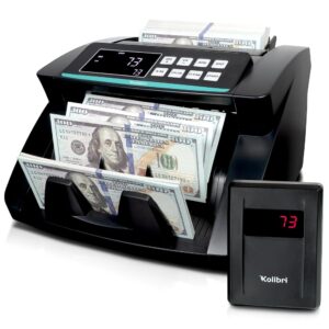 KOLIBRI Money Counter Machine with Advanced Fake Detection & LCD Display | 1,500 Bills per Minute Single-Denomination Cash Counter | Bill Counter Machine (US Customer Support)