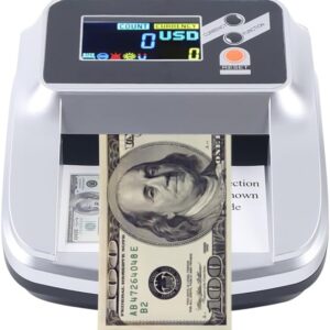 Money Counter Machine, Counterfeit Money Checker Bill Detector Machine 2 in 1 with 5 Full Detection and Long-Term Service with LED External Display Money Counter